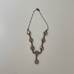 Necklace smoke topaz stoned